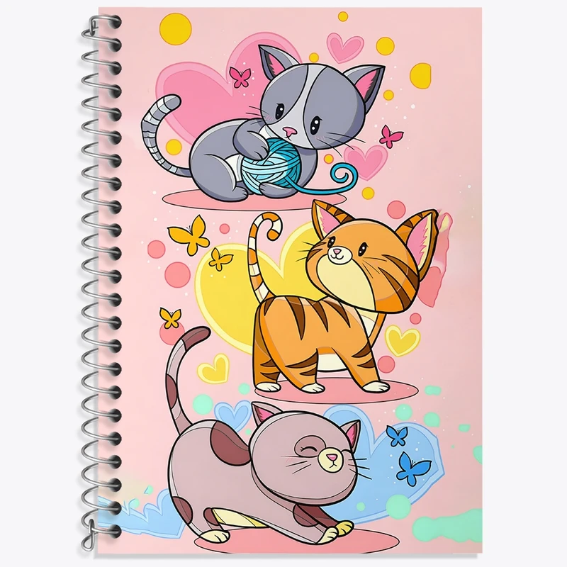 دفتر زبان 50 برگ خندالو مدل سه خط طرح گربه های بامزه کد N6932