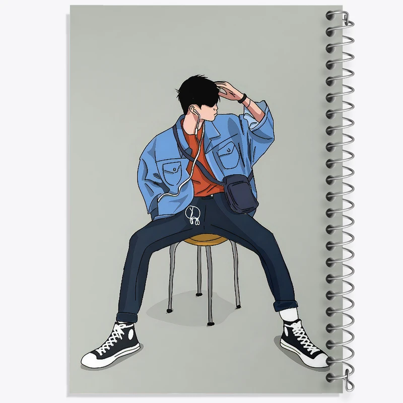 دفتر مشق 50 برگ خندالو طرح پسرانه مینیمال کد F3237