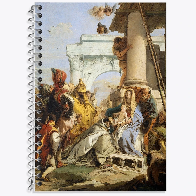 دفتر زبان 50 برگ خندالو مدل سه خط طرح نقاشی پرستش مجوس اثر جیووانی باتیستا تیپولو کد F12317