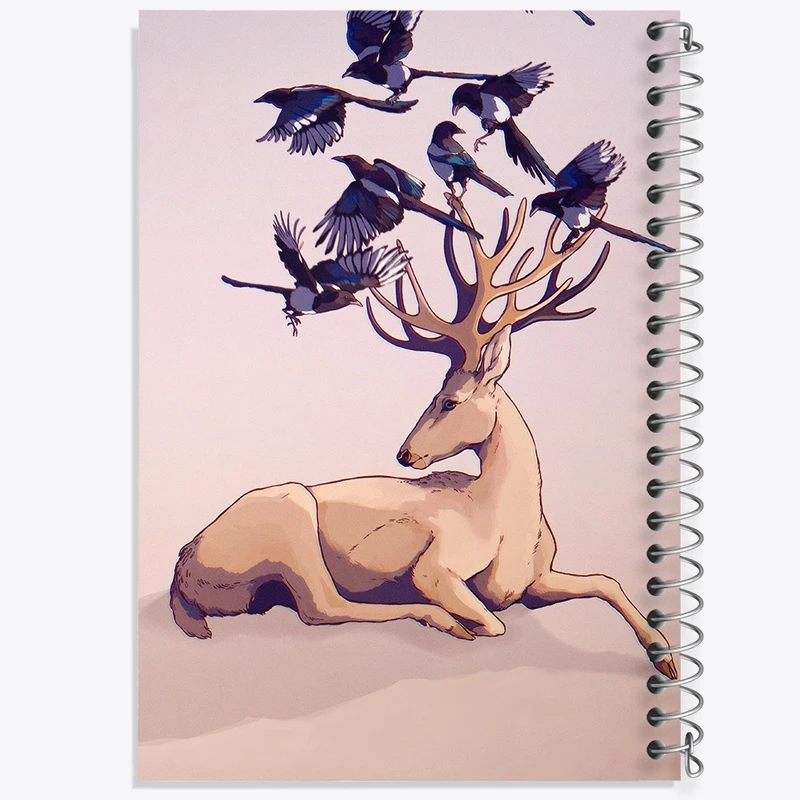 دفتر طراحی 50 برگ خندالو طرح گوزن و پرنده کد F14125