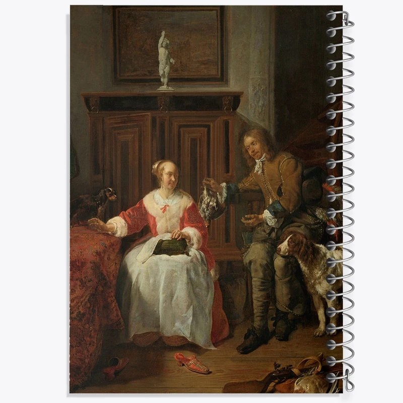 دفتر ژورنال نویسی 50 برگ خندالو مدل نقطه ای طرح نقاشی هدیه شکارچی اثر گابریل متسو کد F12280