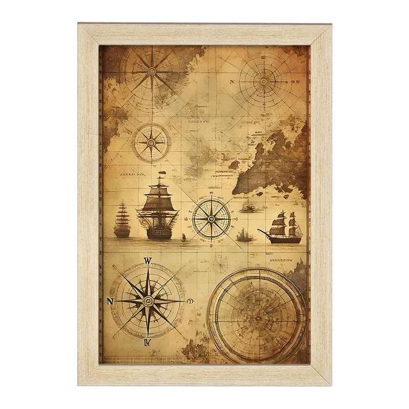 تابلو خندالو طرح کشتی و نقشه دریا کد F13801