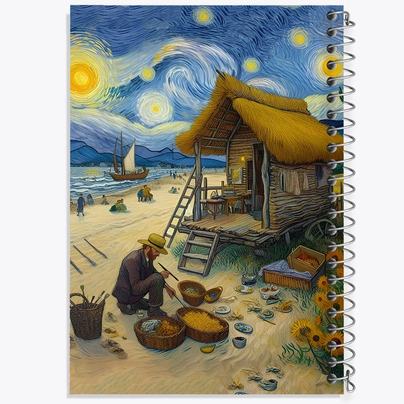 دفتر طراحی 50 برگ خندالو طرح ونسان ونگوگ کد F8779