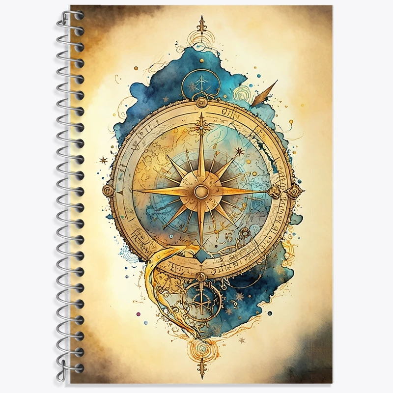 دفتر زبان دوخط 50 برگ خندالو طرح قطب نمای قدیمی کد F13799