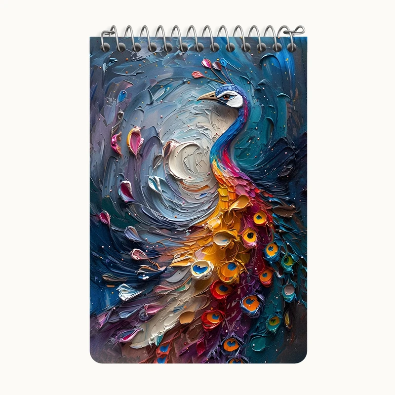 دفتر یادداشت 50 برگ خندالو طرح نقاشی طاووس کد F12631