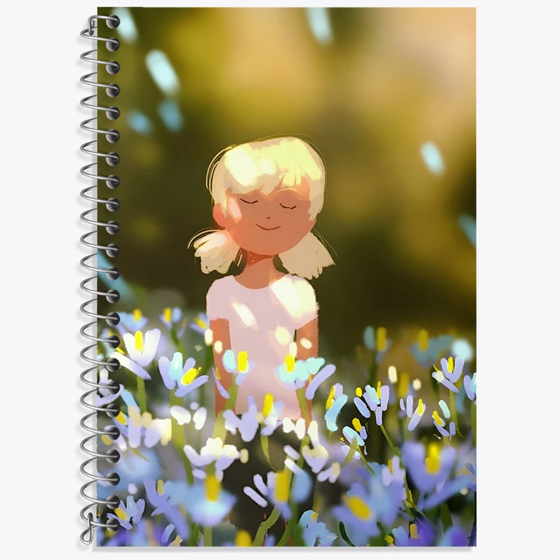 دفتر زبان 50 برگ خندالو مدل دو خط طرح دخترانه کیوت کد N7435