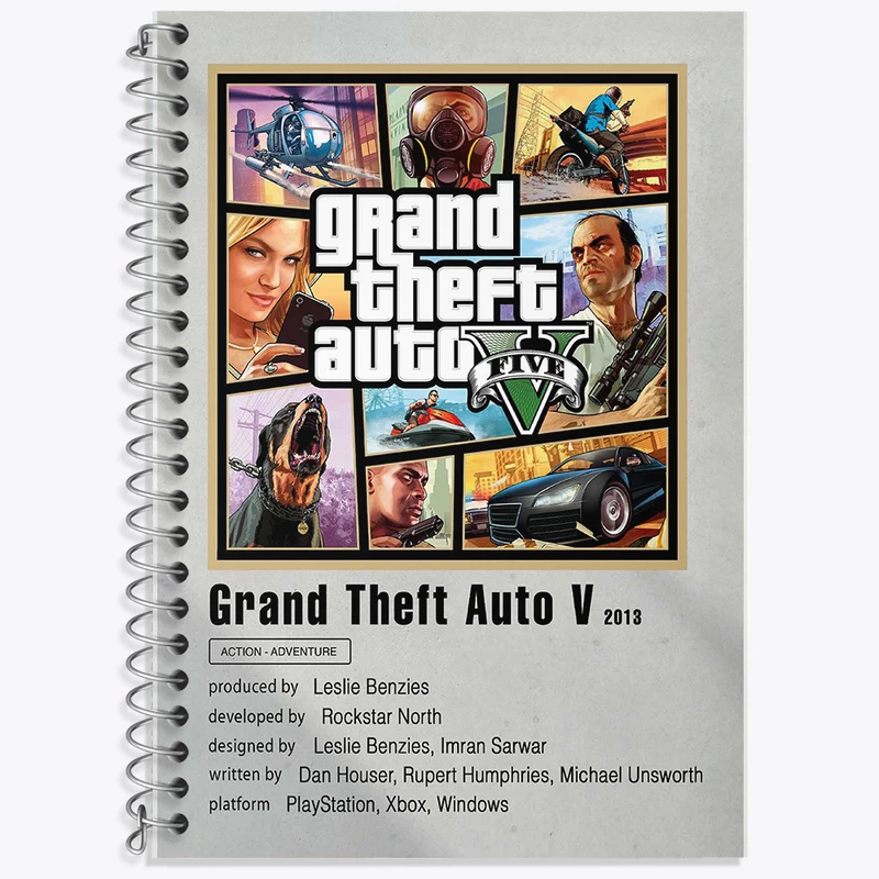 دفتر زبان 50 برگ خندالو مدل دو خط طرح Grand Theft Auto کد F11249