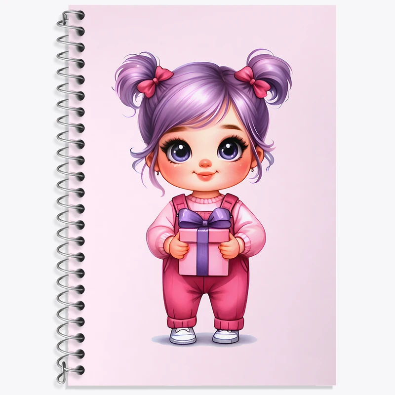 دفتر زبان 50 برگ خندالو مدل دو خط طرح دخترانه کودکانه کد N6691