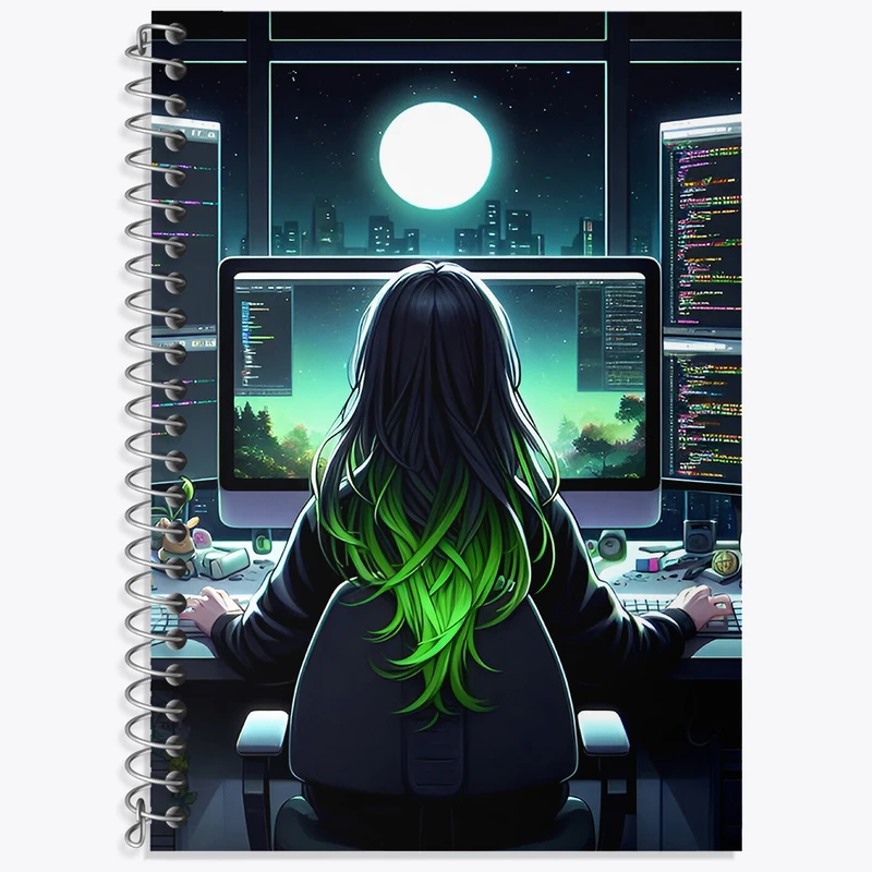 دفتر نت موسیقی 50 برگ خندالو طرح دختر هکر کد F3819