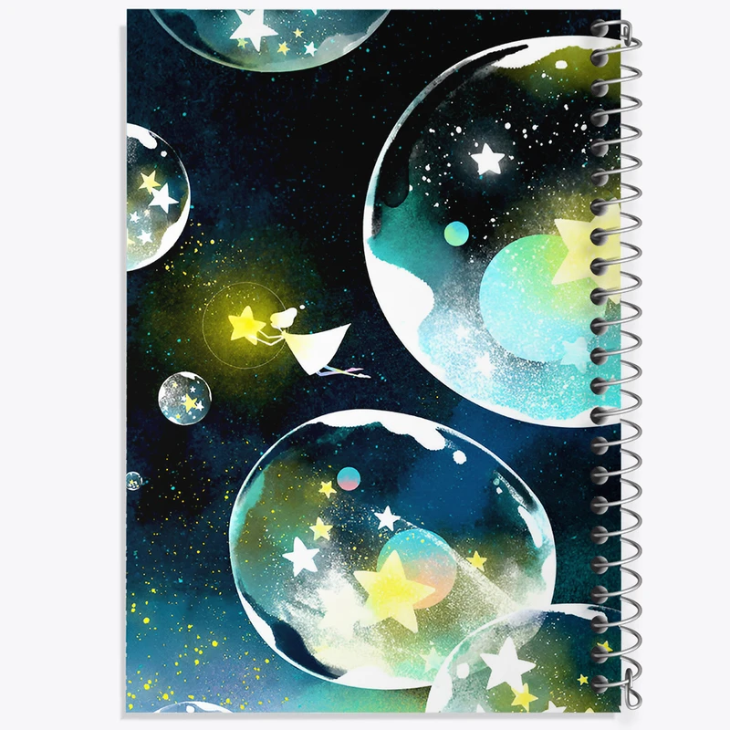 دفتر نقاشی 50 برگ خندالو طرح دختر و حباب های کهکشانی کد N6593