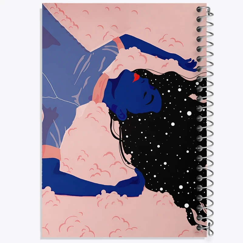 دفتر ژورنال نویسی 50 برگ خندالو مدل نقطه ای طرح دخترانه ی کهکشانی کد F4268