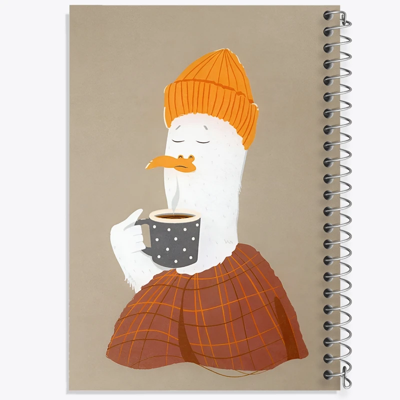 دفتر ژورنال نویسی 50 برگ خندالو مدل نقطه ای طرح مرغ دریایی کد N6375