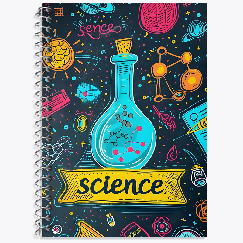 دفتر زبان 50 برگ خندالو مدل دو خط طرح آزمایش و شیمی کد N6949