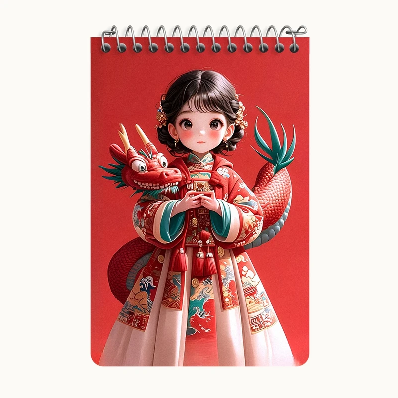 دفتر یادداشت 50 برگ خندالو طرح دختر و اژدها کد F6574