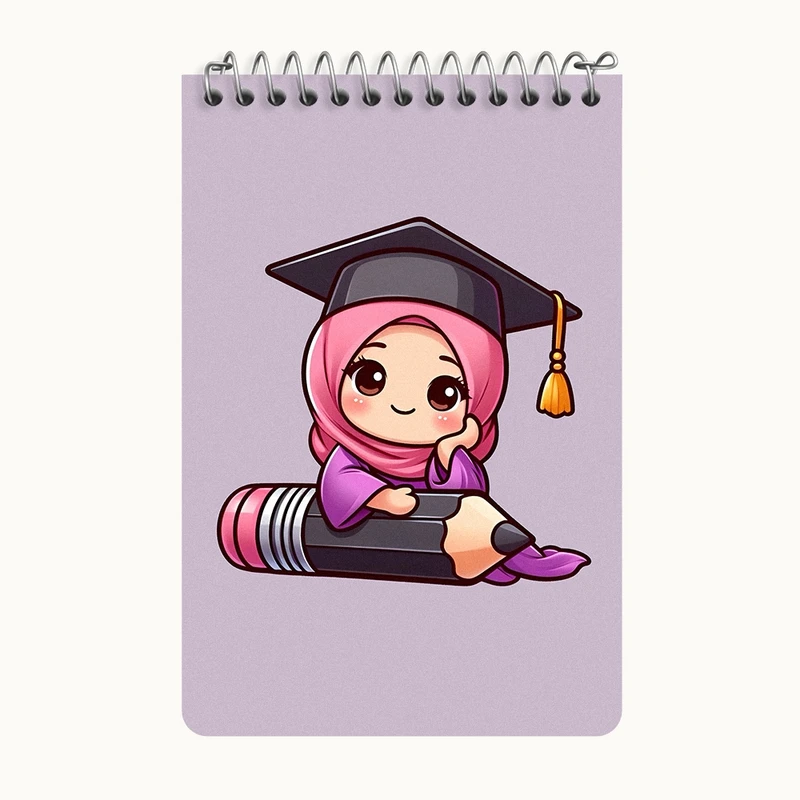 دفتر یادداشت 50 برگ خندالو طرح دخترانه با حجاب کد F3774