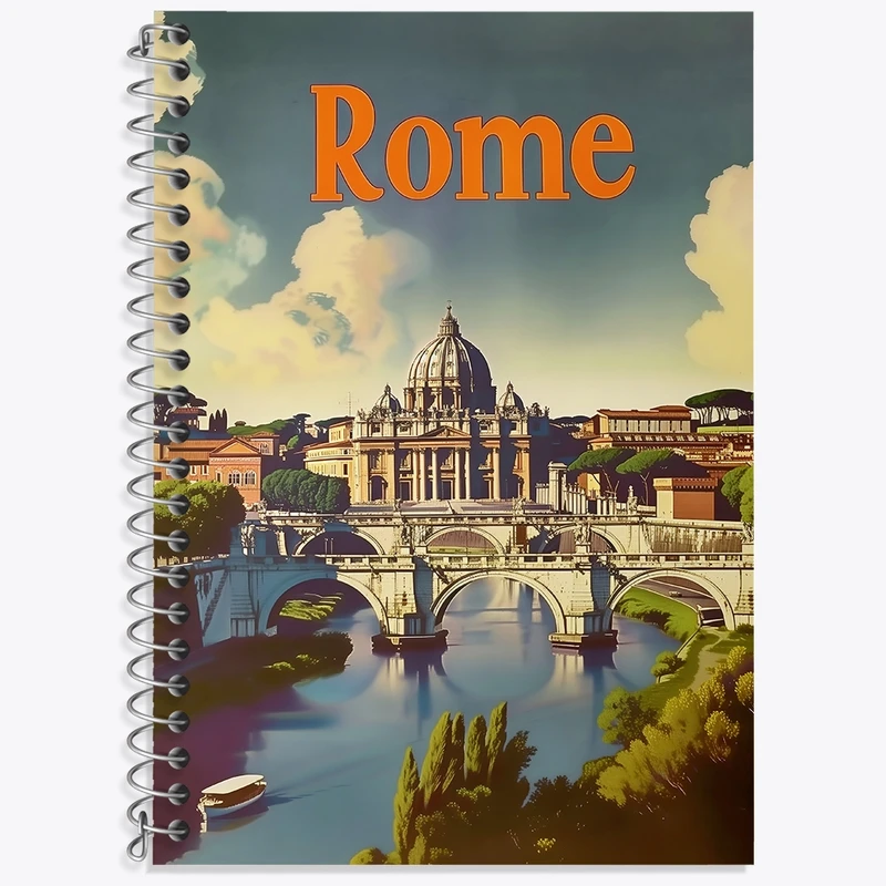 دفتر زبان 50 برگ خندالو مدل سه خط طرح رم (Rome) کد F4941