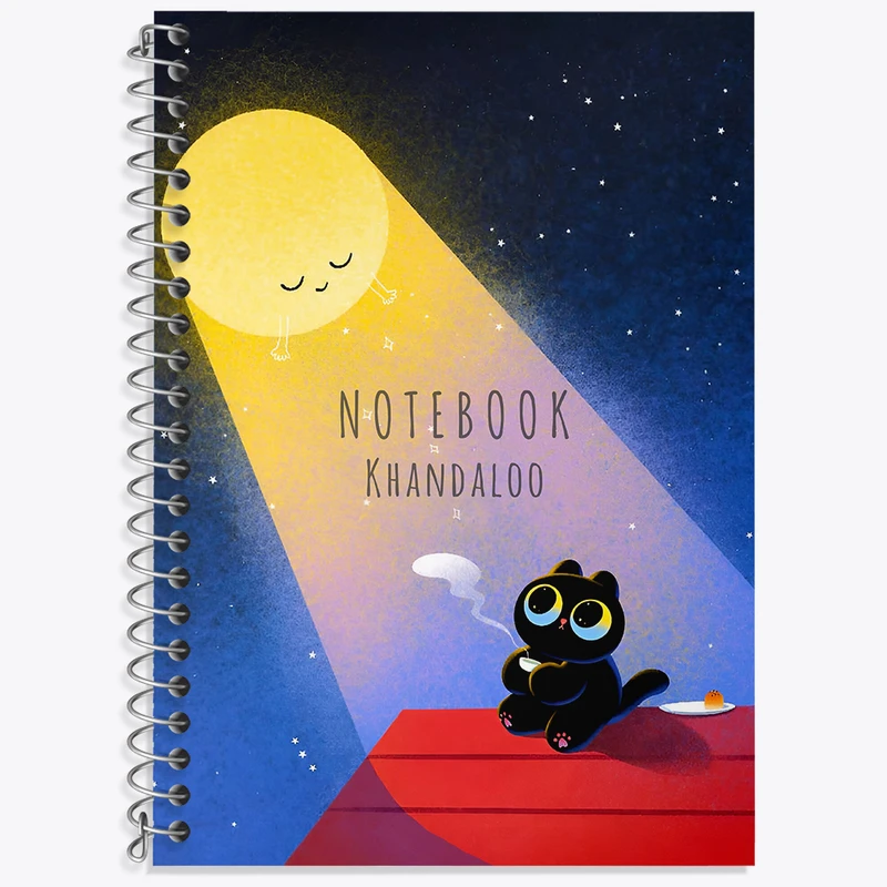 دفتر زبان 50 برگ خندالو طرح گربه و ماه کد N6603