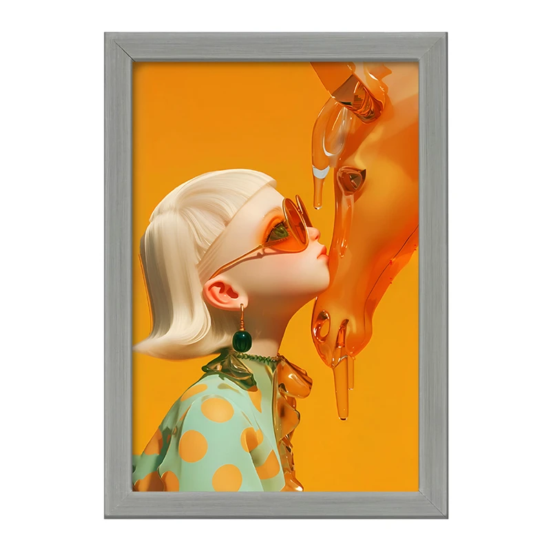 تابلو خندالو طرح دختر و اسب شیشه ای کد F10535