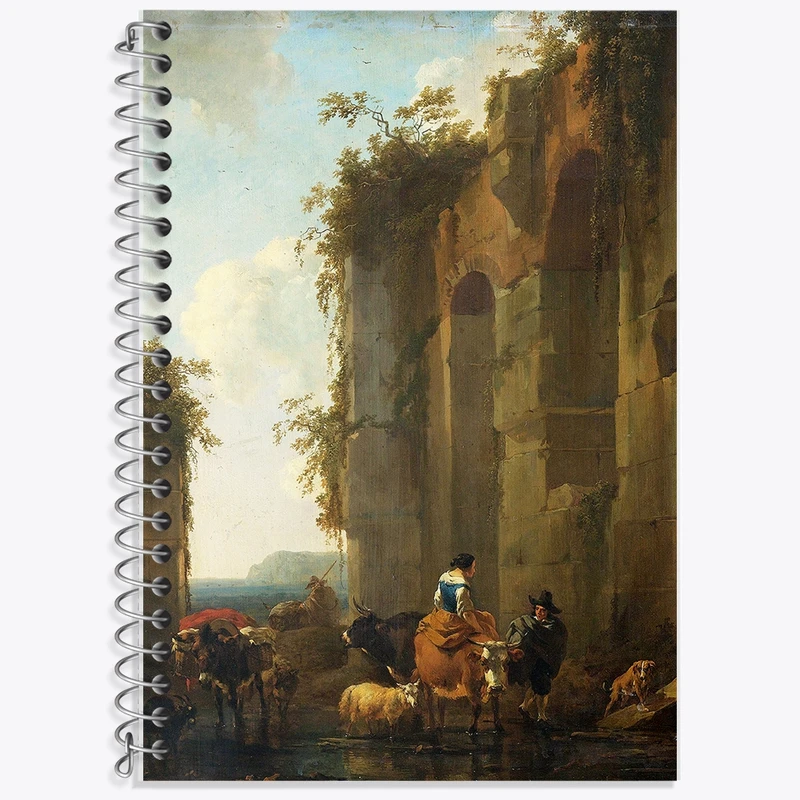 دفتر زبان 50 برگ خندالو مدل سه خط طرح نقاشی ویرانه ها در ایتالیا اثر نیکلاس پیترز برچم کد F12324