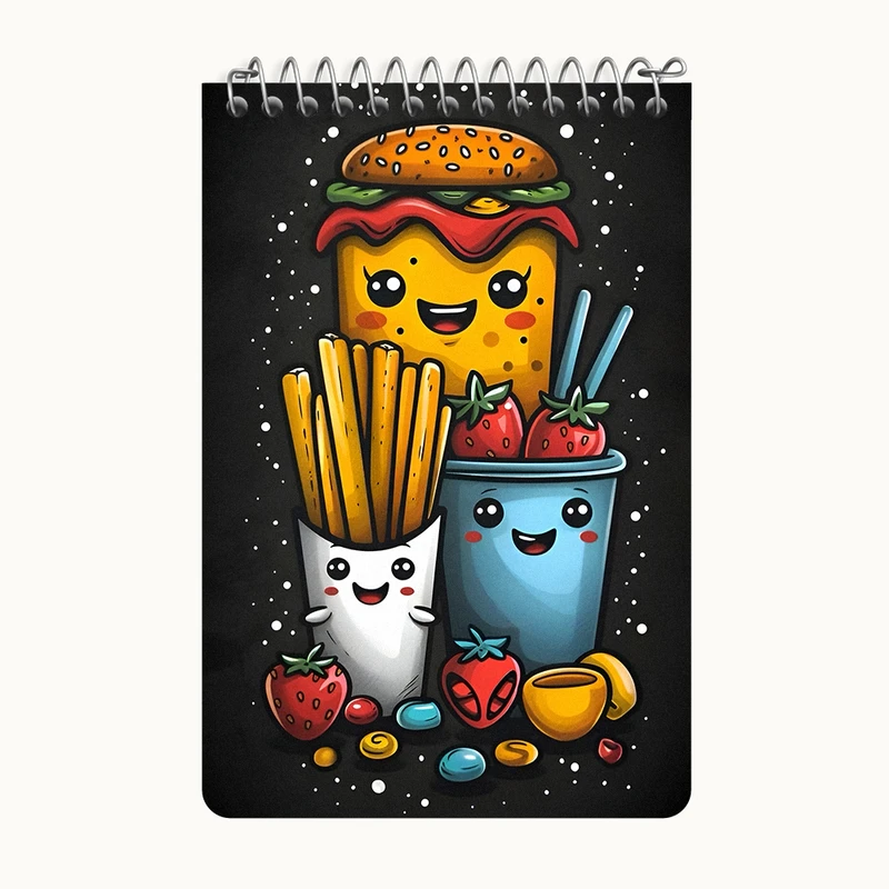 دفتر یادداشت 50 برگ خندالو طرح فست فود کد F9947