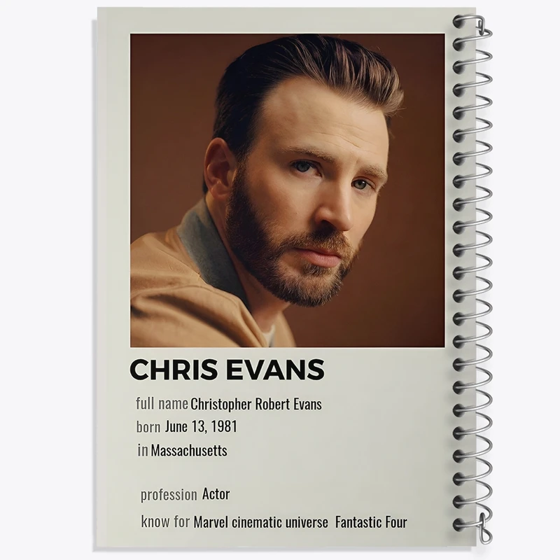 دفتر شطرنجی 50 برگ خندالو طرح کریس ایوانز (Chris Evans) کد F13158