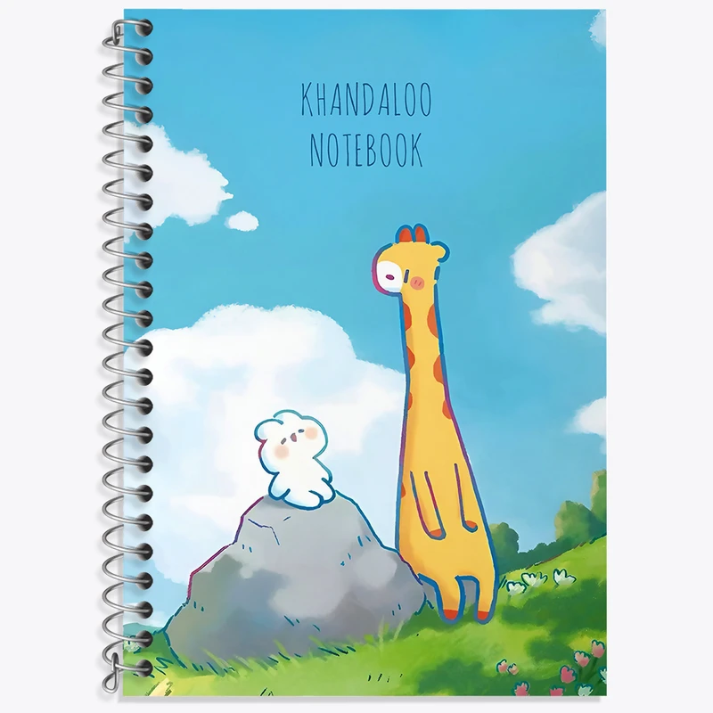 دفتر زبان 50 برگ خندالو مدل دو خط طرح خرگوش و زرافه کیوت کد N9134