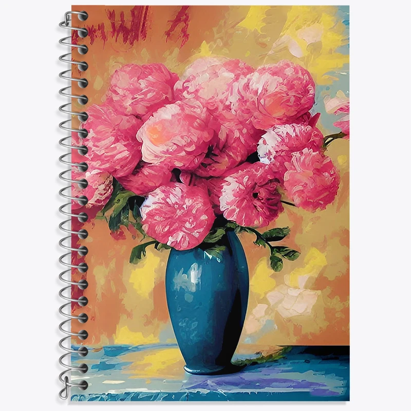 دفتر زبان دوخط 50 برگ خندالو طرح گلدان گل کد F2992