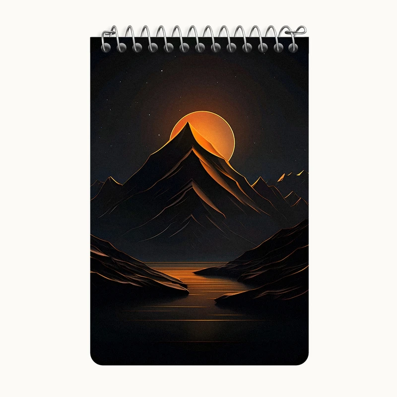دفتر یادداشت 50 برگ خندالو طرح کوه و غروب کد F8502