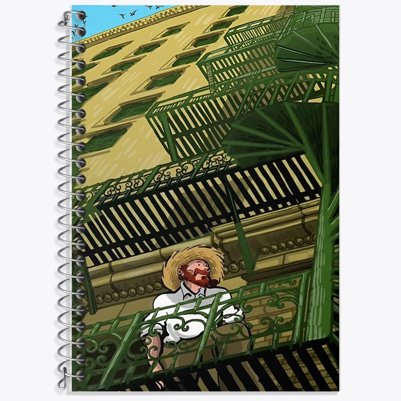 دفتر زبان دوخط 50 برگ خندالو طرح ونسان ونگوگ کد F8792