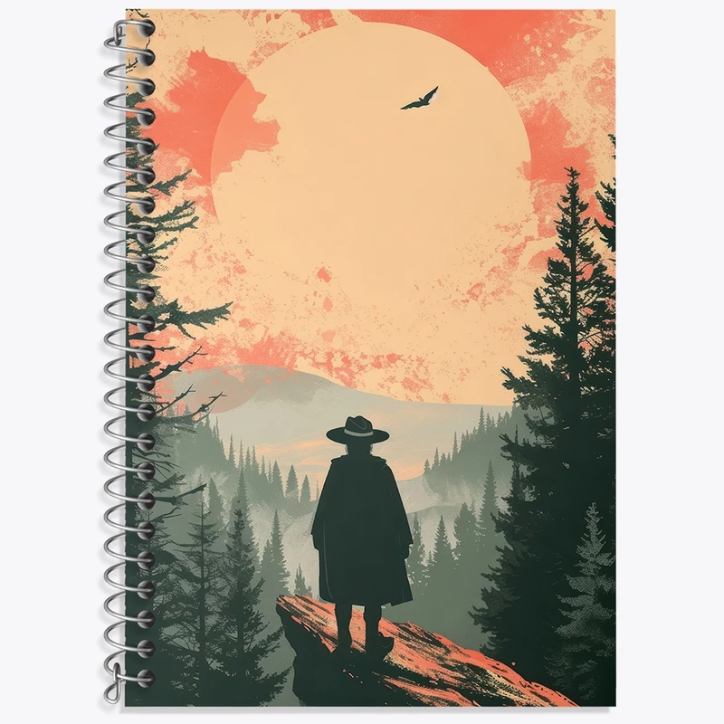 دفتر زبان 50 برگ خندالو مدل سه خط طرح مرد و منظره کد F3060