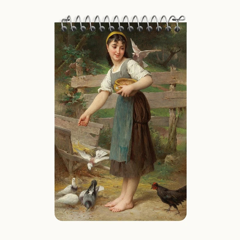 دفتر یادداشت 50 برگ خندالو طرح نقاشی غذا دادن به کبوترها اثر امیل مونیر کد F12342