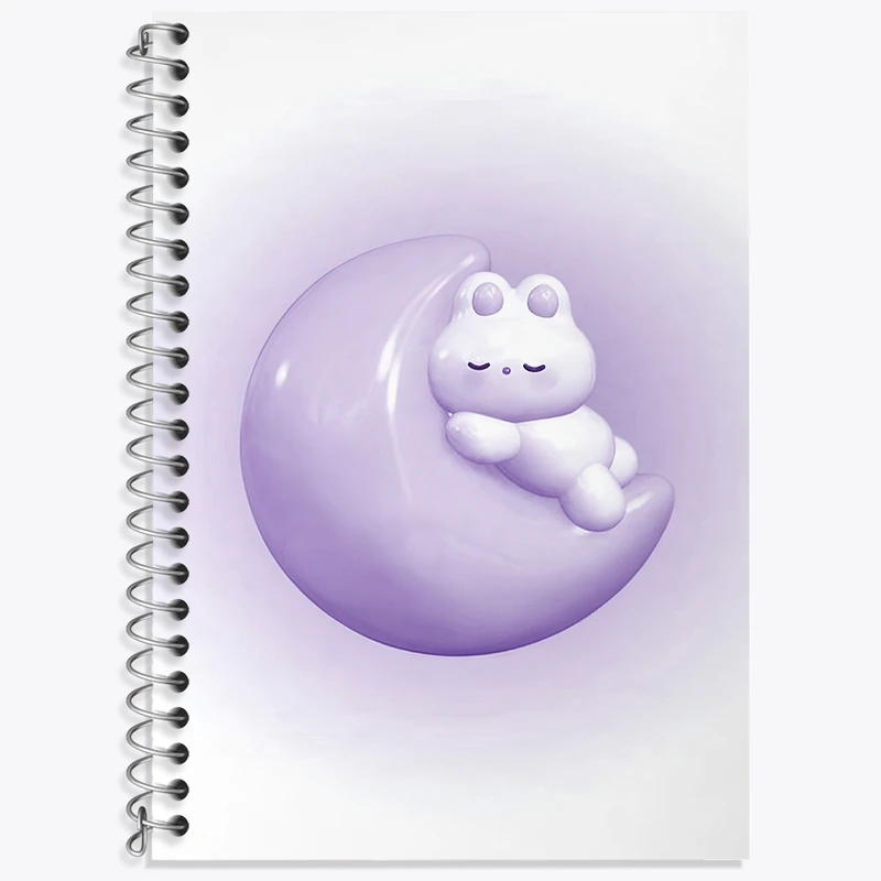 دفتر زبان 50 برگ خندالو مدل سه خط طرح خرگوش و ماه کیوت کد F3728