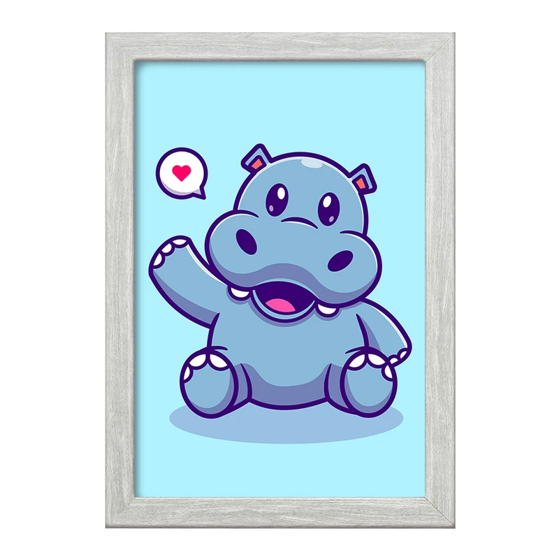 تابلو خندالو طرح حیوانات بامزه اسب آبی کد 29668