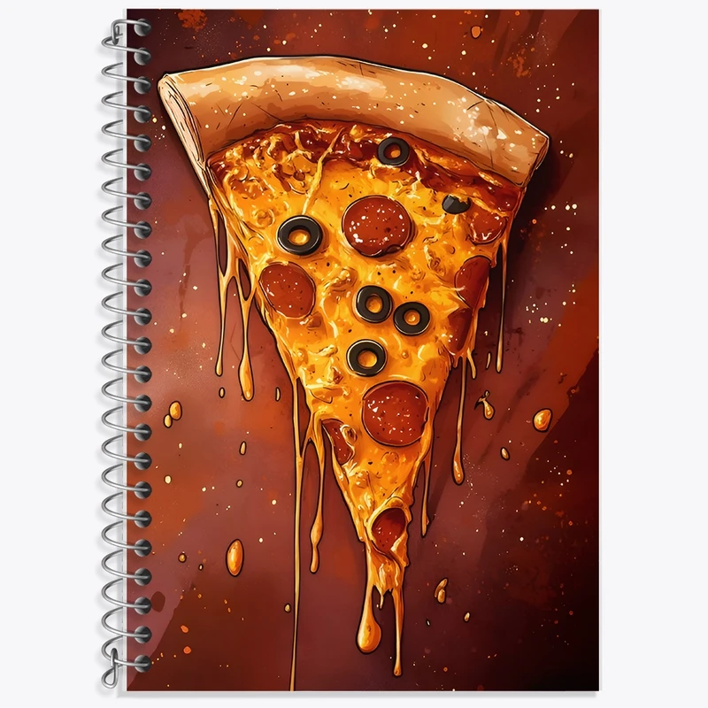 دفتر زبان 50 برگ خندالو مدل سه خط طرح پیتزا کد F9848