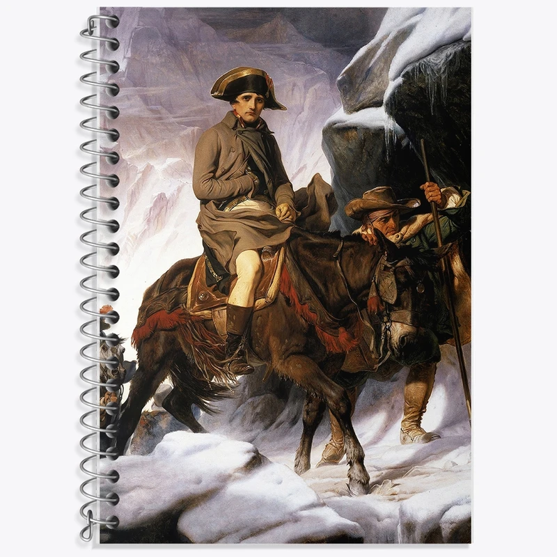 دفتر زبان 50 برگ خندالو مدل سه خط طرح نقاشی عبور ناپلئون از آلپ اثر پل دلاروش کد F12127