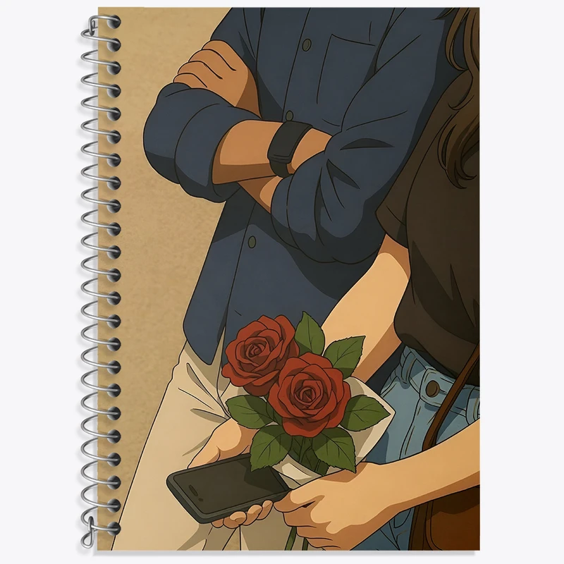 دفتر زبان 50 برگ خندالو مدل دو خط طرح عاشقانه (Lovely) کد N9158