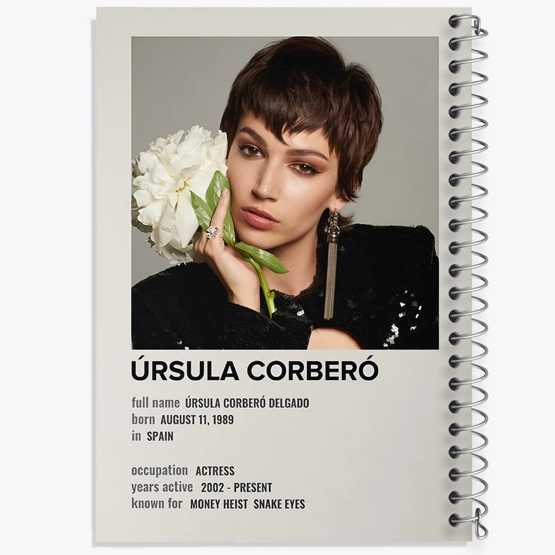 دفتر طراحی 50 برگ خندالو طرح اورسولا کوربرو (Úrsula Corberó) کد F13142