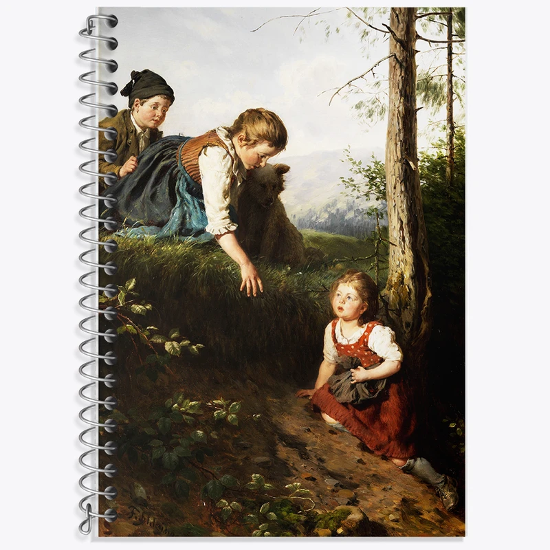 دفتر نت موسیقی 50 برگ خندالو طرح نقاشی سه کودک در حال چیدن توت اثر فلیکس شلزینگر کد F12303