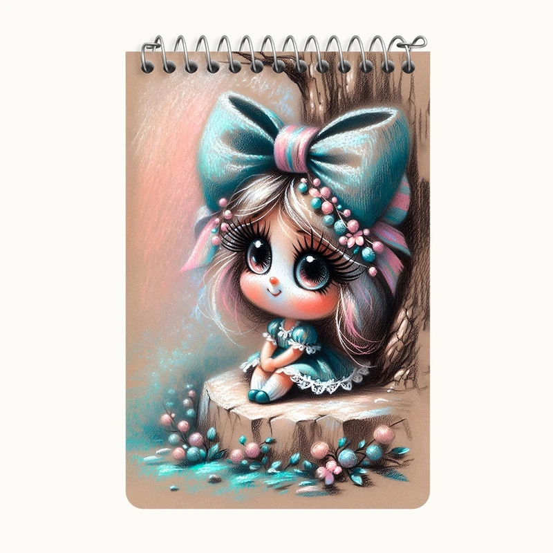 دفتر یادداشت 50 برگ خندالو طرح دخترانه کیوت کد F6115