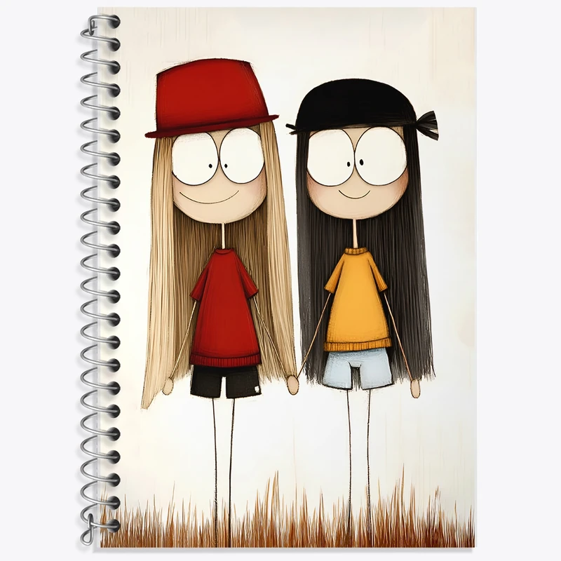 دفتر زبان 50 برگ خندالو مدل سه خط طرح دو دوست کد F12837