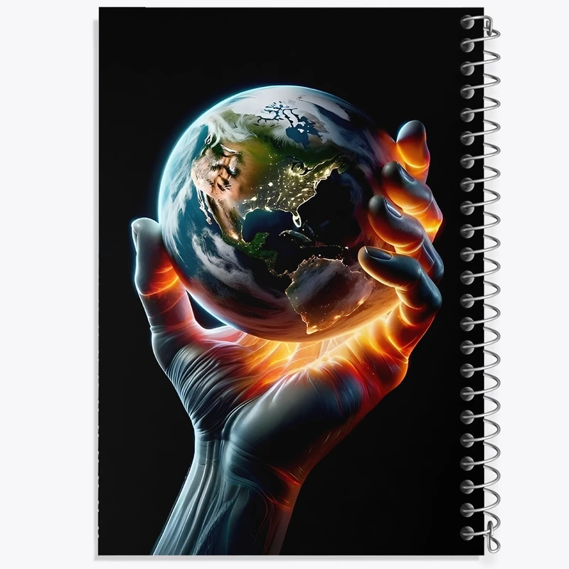 دفتر طراحی 50 برگ خندالو طرح دست و کره زمین کد F11578