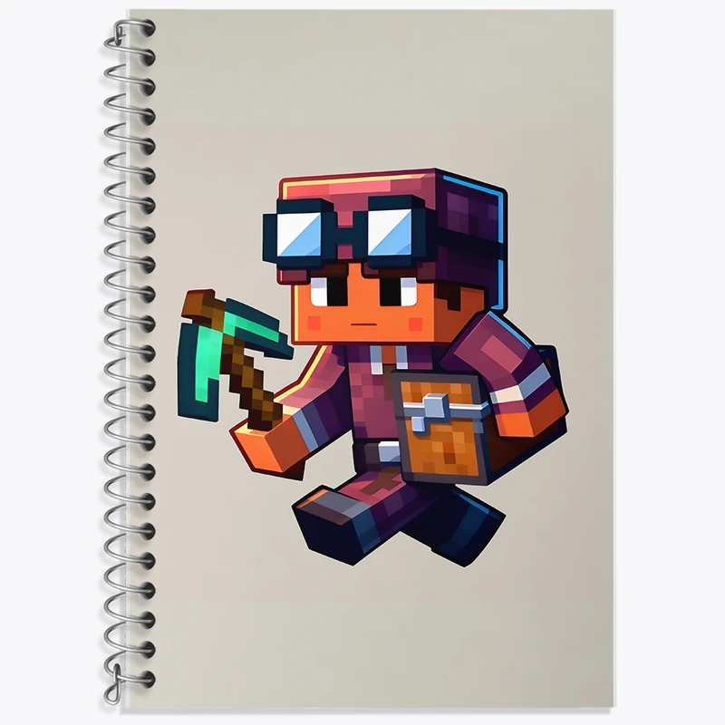 دفتر زبان 50 برگ خندالو مدل سه خط طرح ماینکرافت (Minecraft) کد F12066