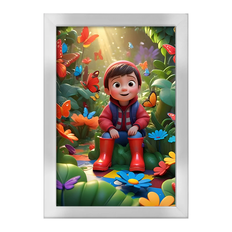 تابلو خندالو طرح پسر و پروانه ها کد F6527