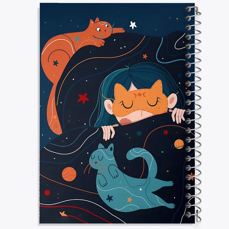 دفتر نقاشی 50 برگ خندالو طرح دختر عشق گربه کد N6256