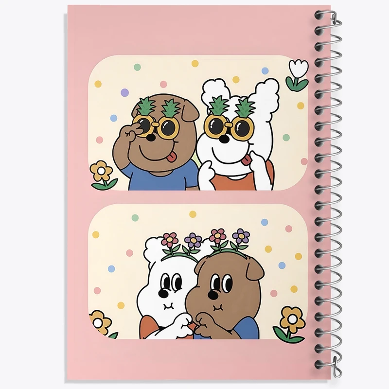 دفتر ژورنال نویسی 50 برگ خندالو مدل نقطه ای طرح سگ های بامزه کد N7366