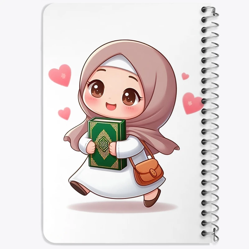دفتر یادداشت 50 برگ خندالو طرح دخترانه با حجاب کد F3773
