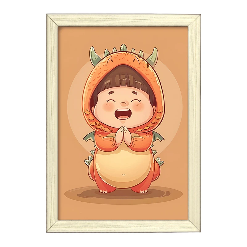 تابلو خندالو طرح دختر اژدهایی کیوت کد F7412