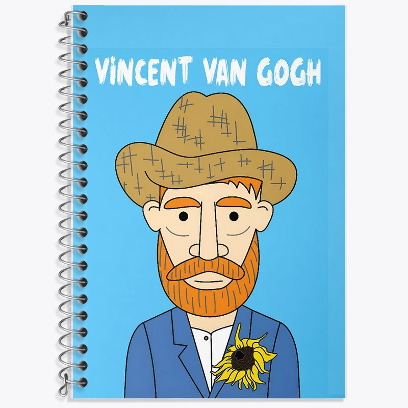 دفتر زبان 50 برگ خندالو مدل سه خط طرح ونسان ونگوگ کد F11688