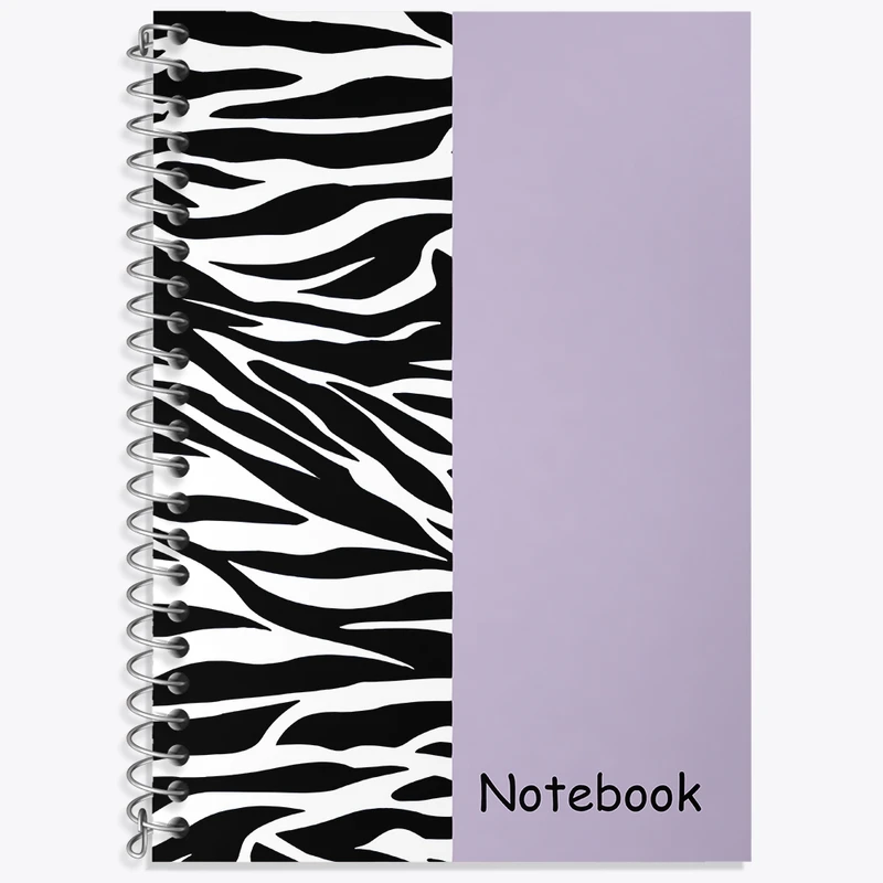 دفتر زبان 50 برگ خندالو مدل سه خط طرح بافت گورخری کد N6743