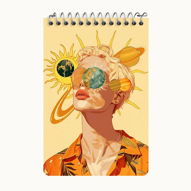 دفتر یادداشت 50 برگ خندالو طرح پرتره کهکشان کد F11085